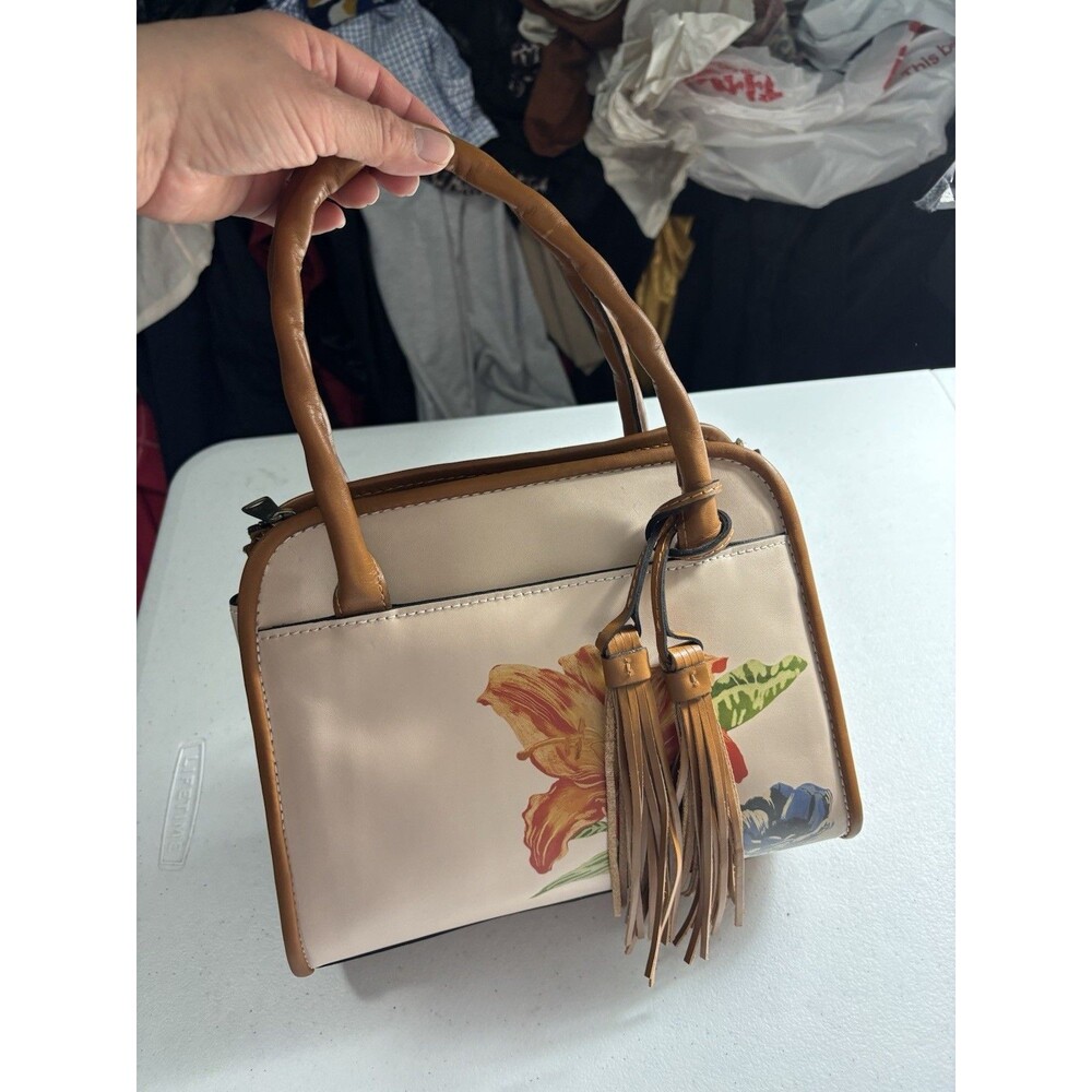Patricia Nash Bag Paris Satchel Parisian Floral Spot Print Cream w Tassel Strap
